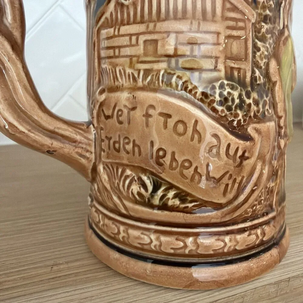 German Beer Stein Trimont Ware Vintage Hand Painted Mug Made in Japan 1960s